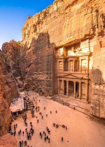 Ausblick auf das Schatzhaus in Petra, Jordanien