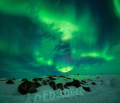 Kangerlussuaq Iglo Lodge mit Polarlichtern