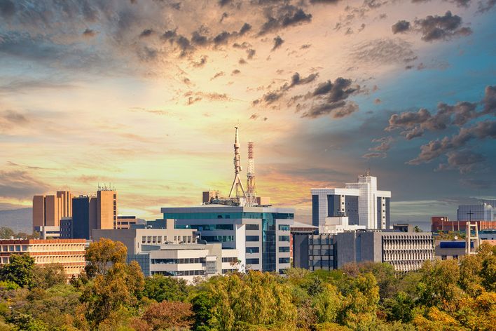 Skyline der Hauptstadt Gaborone in Botswana
