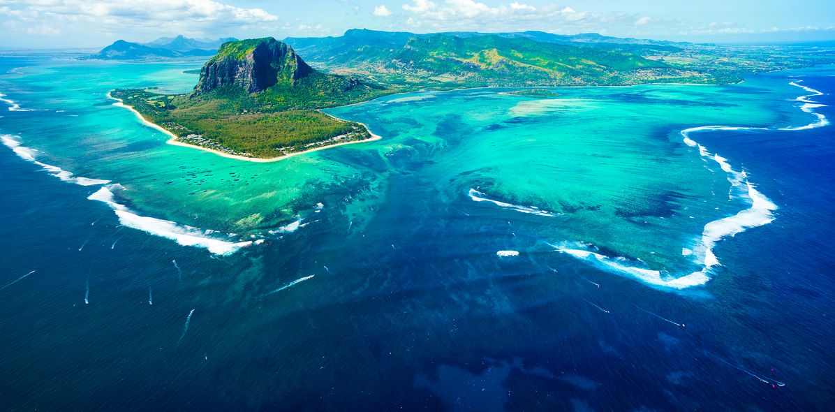 Unterwasser-Wasserfall auf Mauritius