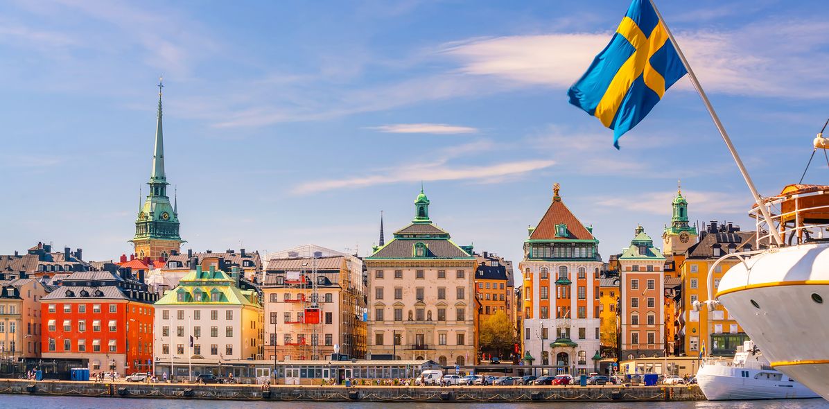 Bunte Häuser in Stockholm in Schweden