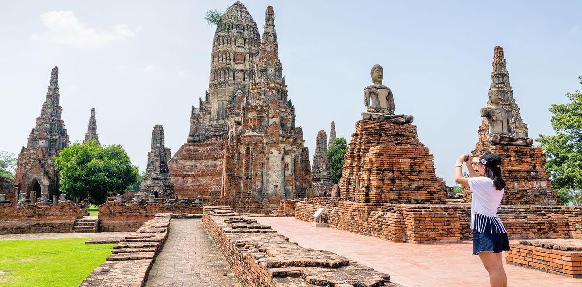 Touristin in Ayutthaya