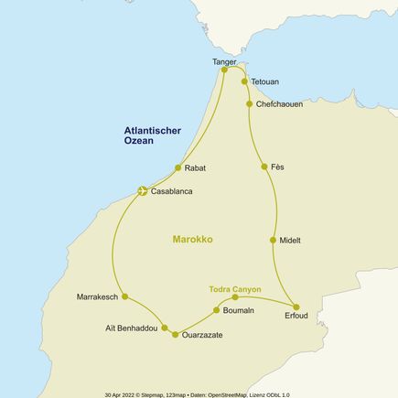 Routenkarte Marokko