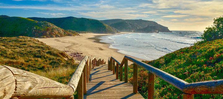 Holzsteg zum Praia do Amado an der Costa Vicentina