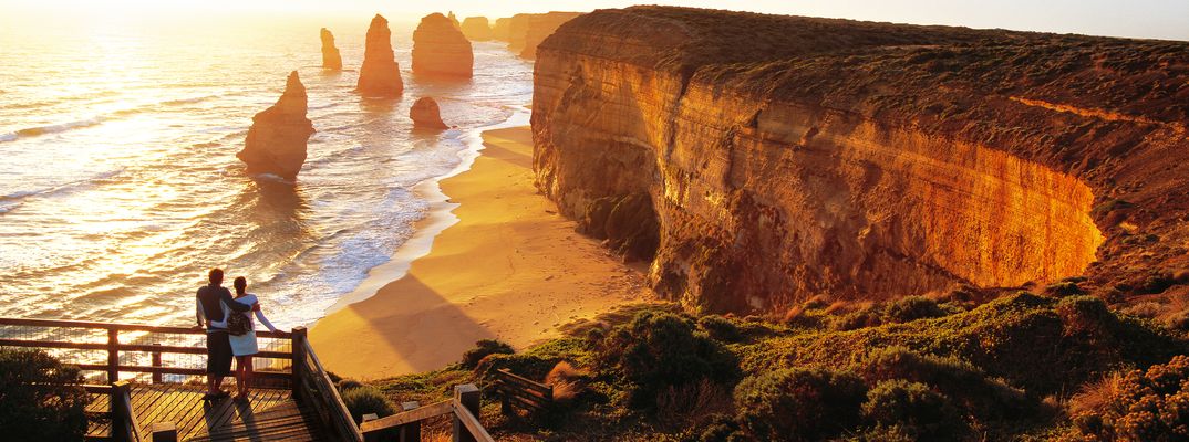 Sonnenuntergang an den 12 Apostels an der Great Ocean Road in Australien