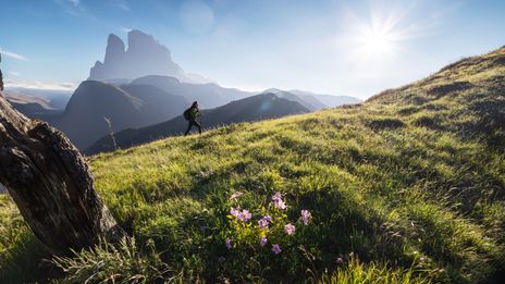 Frau beim Wandern in den Bergen