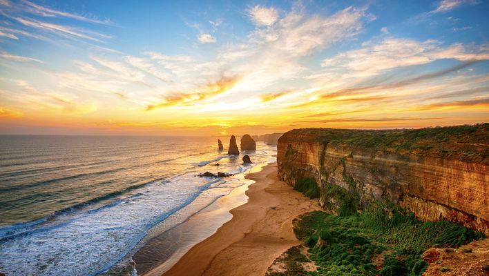 Strand bei Adeleine in Australien während des Sonnenuntergangs
